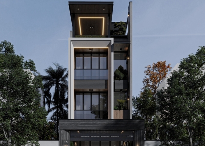 TVL CONSTRUCTION | HOÀN THÀNH THIẾT KẾ KIẾN TRÚC NHÀ PHỐ HIỆN ĐẠI 4 TẦNG