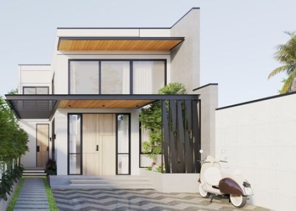 TVL CONSTRUCTION | HOÀN THÀNH THIẾT KẾ KIẾN TRÚC NHÀ VƯỜN 2 TẦNG